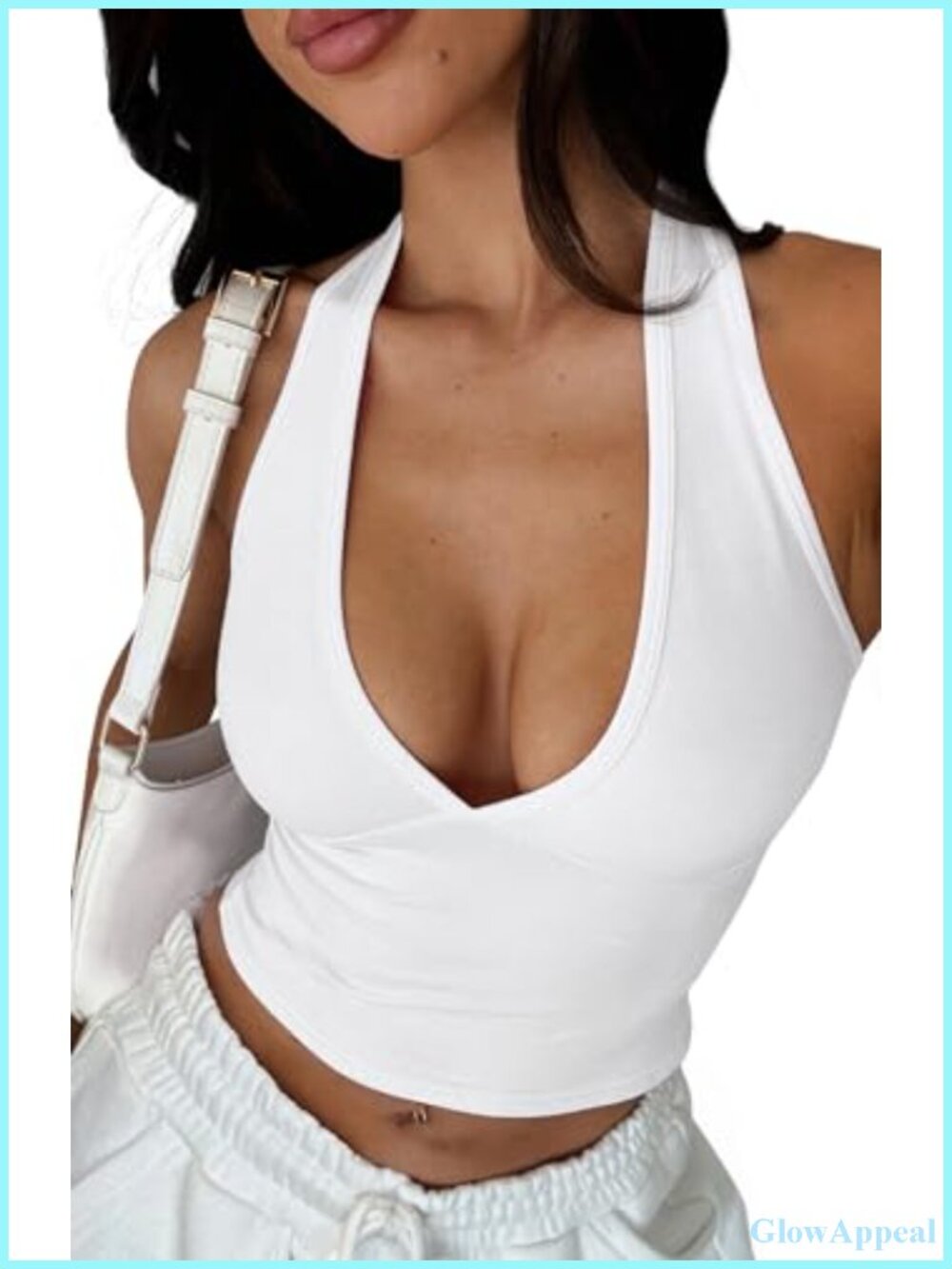 Halter Deep V Neck Crop Tank Top Backless Sleeveless Slim Fitted Summer
